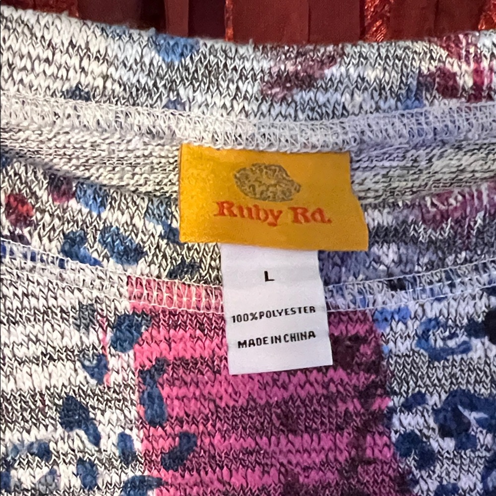 Ruby Rd. Pink and Blue Patterned Sweatshirt - Picture 2 of 4